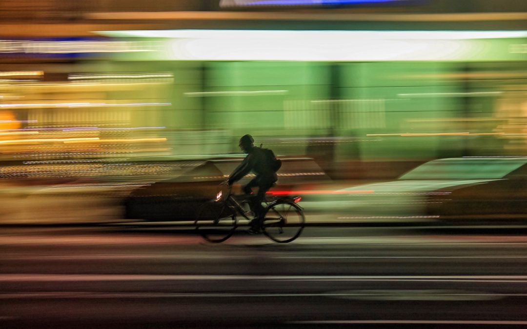 speedy bicycle at night